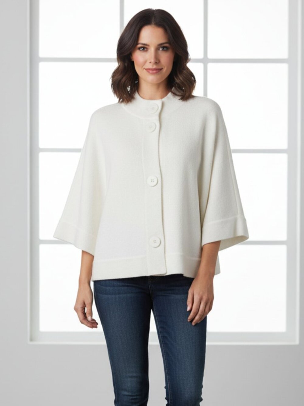 Halogen Wide Sleeve Top White Medium NWT Blouse Statement Sleeve Repaired